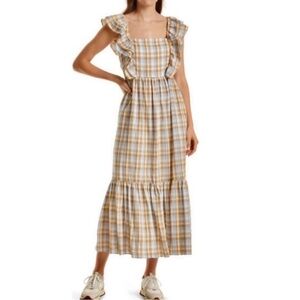 Madewell Tan and Brown Ruffled Tiered Maxi Sundress